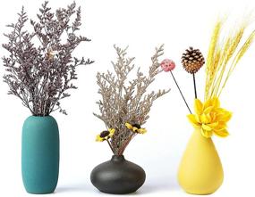 img 4 attached to 🌸 Stylish Tuumee Small Ceramic Vase Decorative Set: 3 Flower Bud Vases for Elegant Decor
