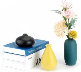 img 2 attached to 🌸 Stylish Tuumee Small Ceramic Vase Decorative Set: 3 Flower Bud Vases for Elegant Decor