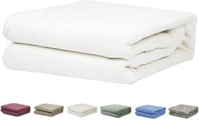 img 1 attached to 🔥 Stay Warm in Style: Twin/Full Size 100% Cotton Thermal Blanket in White Color