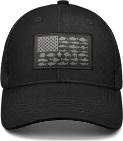 img 3 attached to 🧢 American Fish Flag Denim Hats for Men: Embroidered Adjustable Dad Hat Trucker Baseball Cap for Outdoor Fishing Gifts