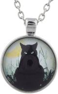 🐱 charm pendant necklace: lux accessories halloween silverton black cat magic witch - spooktacular style! logo