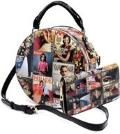 glossy magazine collage crossbody michelle women's handbags & wallets logo