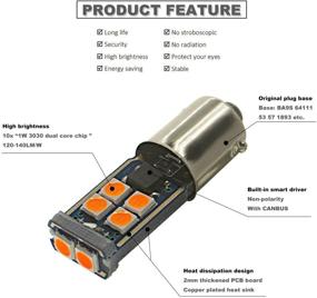 img 2 attached to DODOFUN BA9S Yellow Amber Car Interior Exterior Replacement Bulb Bayonet Base BA9 53 57 1445 1895 64111 Size Reading Map Dome Side Door Courtesy LED Light 12V (Pack Of 10)