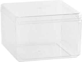 img 4 attached to 📦 Hammont Clear Acrylic Boxes - Set of 8 - 3.75”x3.75”x2.5" - Small Lucite Boxes for Presents, Weddings, Event Favors, Snacks, Sweets & More, Transparent Plastic Storage Containers