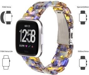 img 1 attached to Совместимые с Fitbit Versa/Versa 2/Versa Lite ремешки из смолы моды для смарт-часов для замены наручного браслета женщин и мужчин (синий океан)