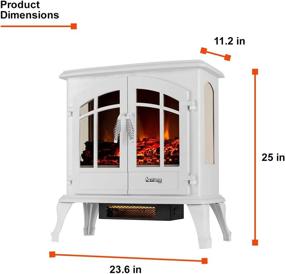 img 3 attached to 🔥 e-Flame USA Jasper Electric Fireplace Stove Heater - Realistic 3-D Log and Fire Effect (White) - Efficient heating with charming ambiance