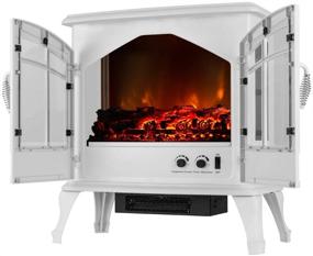 img 2 attached to 🔥 e-Flame USA Jasper Electric Fireplace Stove Heater - Realistic 3-D Log and Fire Effect (White) - Efficient heating with charming ambiance