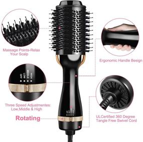 img 3 attached to 💁 JESELRY Hair Dryer Brush - 2-in-1 Professional One Step Hair Dryer and Styler Volumizer with Negative Ion Ceramic Technology, Hot Air Brush for Fast Drying, Salon-Quality Results, Straightening, Curling
