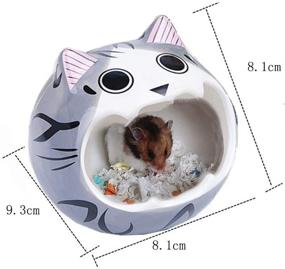 img 2 attached to 🏠 JUILE YUAN Ceramic Small Animal Hideout: Adorable Cartoon Shape Hamster House Chinchilla Mini Hut, Ideal Cage Accessories for Dwarf Hamsters, Hedgehogs, and Other Small Animals