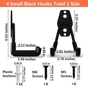 img 1 attached to 💪 Maximize Garage Storage Space with Heavy Duty Steel Wall Mount Double Hooks - 66 LB Load Capacity (4 Pack Black 3" U Hook)