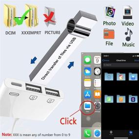 img 2 attached to 📱 Sharllen Lightning USB Camera Adapter: MFi Certified 3-in-1 Dual OTG Reader & Charging Cable Compatible with iPhone, iPad, USB Drive, MIDI Keyboard, Mouse