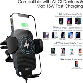 img 3 attached to 📱 ZOOAUX 15W Wireless Car Charger Vent Mount for iPhone 13/12/Samsung S21 - Fast Charging Auto-Clamping Air Vent Car Phone Holder (Black) - Upgraded Version