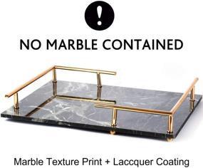 img 3 attached to Marble Print Decorative MDF Vanity Tray with Metal Handle - Perfect for Perfume, Jewelry, and Trinkets - Dresser or Bathroom Table Organizer in Black