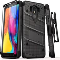 🛡️ zizo bolt series lg stylo 5 case - military grade drop tested, full glass screen protector, holster, kickstand - gun metal gray logo