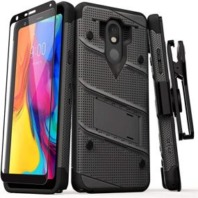 img 4 attached to 🛡️ ZIZO Bolt Series LG Stylo 5 Case - Military Grade Drop Tested, Full Glass Screen Protector, Holster, Kickstand - Gun Metal Gray