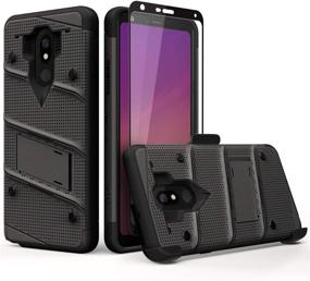 img 3 attached to 🛡️ ZIZO Bolt Series LG Stylo 5 Case - Military Grade Drop Tested, Full Glass Screen Protector, Holster, Kickstand - Gun Metal Gray