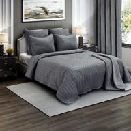🛏️ brielle king size grey quilt set - premium heavy velvet with cotton backing logo