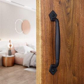 img 1 attached to (2 Pack) FaithLand Barn Door Handle Black 10-Inch Cast Iron Gate 🚪 Handle Pull: Ideal for Sliding Barn Doors, Gates, Cabinets, Closets, Garages, and Sheds