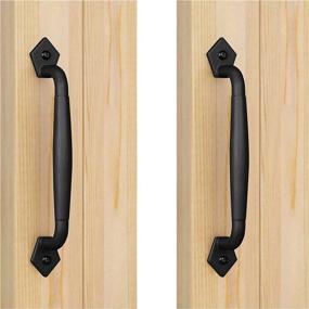 img 4 attached to (2 Pack) FaithLand Barn Door Handle Black 10-Inch Cast Iron Gate 🚪 Handle Pull: Ideal for Sliding Barn Doors, Gates, Cabinets, Closets, Garages, and Sheds