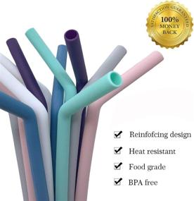 img 2 attached to 🥤 Senneny Set of 6 Silicone Reusable Drinking Straws - BPA Free, Extra Long for 30oz and 20oz Cups - Includes Cleaning Brushes - 6 Bent Straws, 8mm Diameter