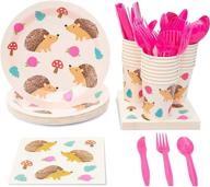 🦔 hedgehog party pack: all-inclusive tableware set for 24 guests - includes paper plates, napkins, cups, and cutlery - 144 pieces logo