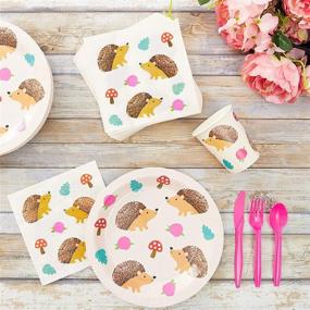 img 3 attached to 🦔 Hedgehog Party Pack: All-inclusive Tableware Set for 24 Guests - Includes Paper Plates, Napkins, Cups, and Cutlery - 144 Pieces