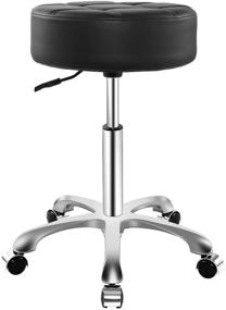 img 4 attached to 💺 Rolling Adjustable Stool with Wheels for Work Medical Tattoo Salon Office, Heavy Duty Esthetician Hydraulic Chair (Black)