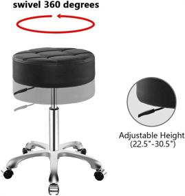 img 1 attached to 💺 Rolling Adjustable Stool with Wheels for Work Medical Tattoo Salon Office, Heavy Duty Esthetician Hydraulic Chair (Black)