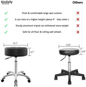 img 3 attached to 💺 Rolling Adjustable Stool with Wheels for Work Medical Tattoo Salon Office, Heavy Duty Esthetician Hydraulic Chair (Black)