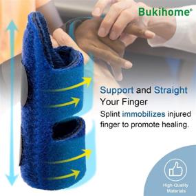 img 1 attached to 🖐️ 1 PC Bukihome Finger Splint for Index, Middle, and Ring Finger - Trigger Finger Splints, Mallet Finger Brace, Finger Support and Straightener - Tendon Release for Pain Relief