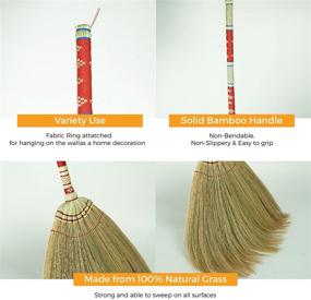 img 2 attached to 🧹 SN SKENNOVA Asian Broom: Versatile Handheld Household Broom for Indoor and Outdoor Cleaning - Thai Pattern 2, Red