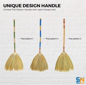 img 1 attached to 🧹 SN SKENNOVA Asian Broom: Versatile Handheld Household Broom for Indoor and Outdoor Cleaning - Thai Pattern 2, Red