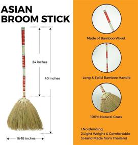 img 3 attached to 🧹 SN SKENNOVA Asian Broom: Versatile Handheld Household Broom for Indoor and Outdoor Cleaning - Thai Pattern 2, Red