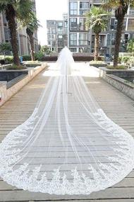 img 3 attached to Fenghuavip 1T 1-Tire Lace Veils for Bride: Glamorous Long Bridal Wedding Veil with Sparkling Sequins and Free Comb