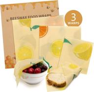 🐝 uusher reusable beeswax food wraps: eco-friendly bees wrap for sandwich - set of 3 (s, m, l) with lemon print логотип