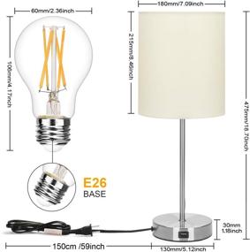 img 3 attached to 🛏️ Enhance Your Space with the USB Bedside Table Lamp: 3-Way Dimmable Touch Lamp for a Modern, Cozy Ambiance – Complete with Round Fabric Lampshade, Metal Base, and 6W 2700K LED Edison Bulb!