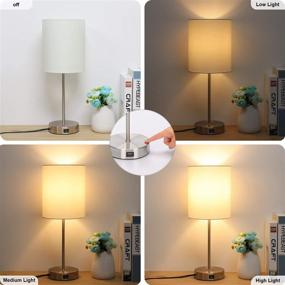 img 2 attached to 🛏️ Enhance Your Space with the USB Bedside Table Lamp: 3-Way Dimmable Touch Lamp for a Modern, Cozy Ambiance – Complete with Round Fabric Lampshade, Metal Base, and 6W 2700K LED Edison Bulb!