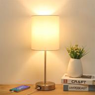 🛏️ enhance your space with the usb bedside table lamp: 3-way dimmable touch lamp for a modern, cozy ambiance – complete with round fabric lampshade, metal base, and 6w 2700k led edison bulb! логотип