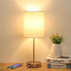 img 4 attached to 🛏️ Enhance Your Space with the USB Bedside Table Lamp: 3-Way Dimmable Touch Lamp for a Modern, Cozy Ambiance – Complete with Round Fabric Lampshade, Metal Base, and 6W 2700K LED Edison Bulb!