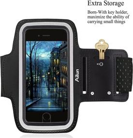 img 2 attached to 📱 Ailun Phone Armband для iPhone 8, 7, X, XS - Спортивный антискользящий лёгкий двойной размер для руки с карманом для ключей, защитой от пота, Touch ID и разъёмом для наушников - Чёрный