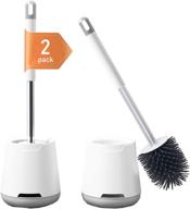 🚽 toilet brush set - 2 pack, tpr silicone toilet cleaning brush with wall mounted or floor standing quick drying holder логотип
