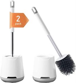 img 4 attached to 🚽 Toilet Brush Set - 2 Pack, TPR Silicone Toilet Cleaning Brush with Wall Mounted or Floor Standing Quick Drying Holder