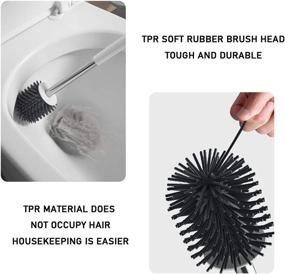 img 3 attached to 🚽 Toilet Brush Set - 2 Pack, TPR Silicone Toilet Cleaning Brush with Wall Mounted or Floor Standing Quick Drying Holder
