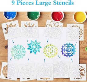 img 2 attached to 🎨 9-Piece Set of 12 x 12 Inch Reusable Mandala Stencils for Wood Painting, Ideal for Rock, Wall, Tile, Fabric, Furniture DIY Art, Painting Templates