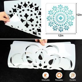 img 3 attached to 🎨 9-Piece Set of 12 x 12 Inch Reusable Mandala Stencils for Wood Painting, Ideal for Rock, Wall, Tile, Fabric, Furniture DIY Art, Painting Templates