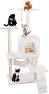 54-inch cat tree tower condo with multi-level scratching posts, kittens play 🐱 house and ball toys – pet climbing stand, playground with sisal-covered scrapers, and hammocks logo