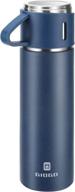 🔵 high-quality stainless steel thermo 500ml vacuum insulated bottle with cup for hot and cold drinks - blue логотип