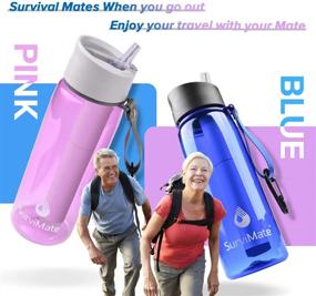 img 2 attached to 🥤 Convenient SurviMate BPA-Free Water Bottle with Integrated 4-Stage Filter Straw – Perfect for Camping, Hiking, Backpacking, and Travel