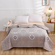 summer thin comforter by naturety - lightweight floral bed quilts duvet insert in light brown for queen/full size logo