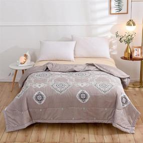 img 4 attached to Summer Thin Comforter by NATURETY - Lightweight Floral Bed Quilts Duvet Insert in Light Brown for Queen/Full Size